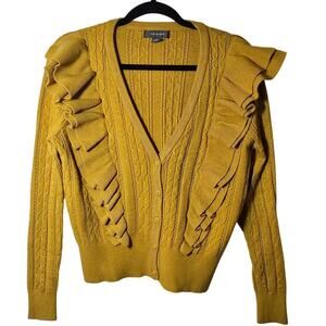 Primark Gold Cable Knit Sweater Ruffle Pleats
Feminine Women's Size Medium